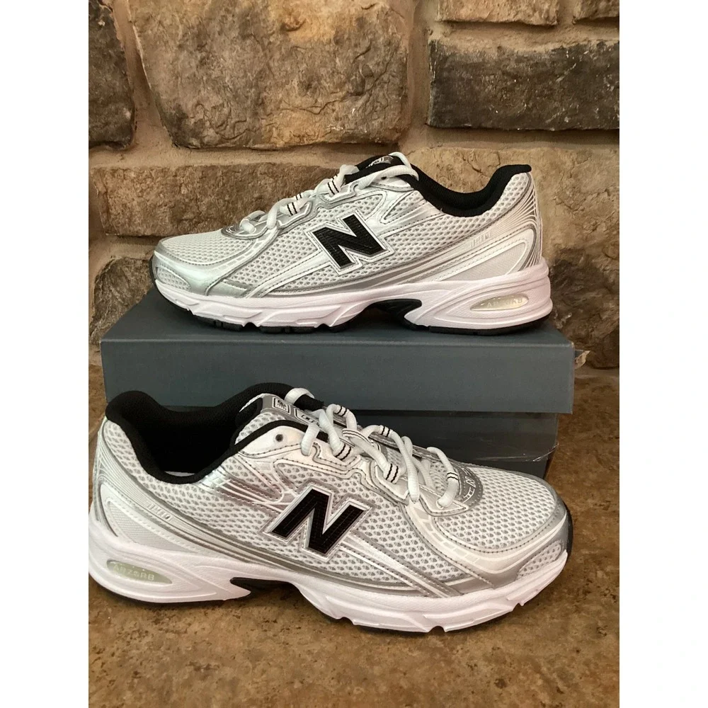 New Balance 740 Running Shoes White Black Silver Size Mens 8 Womens 9.5